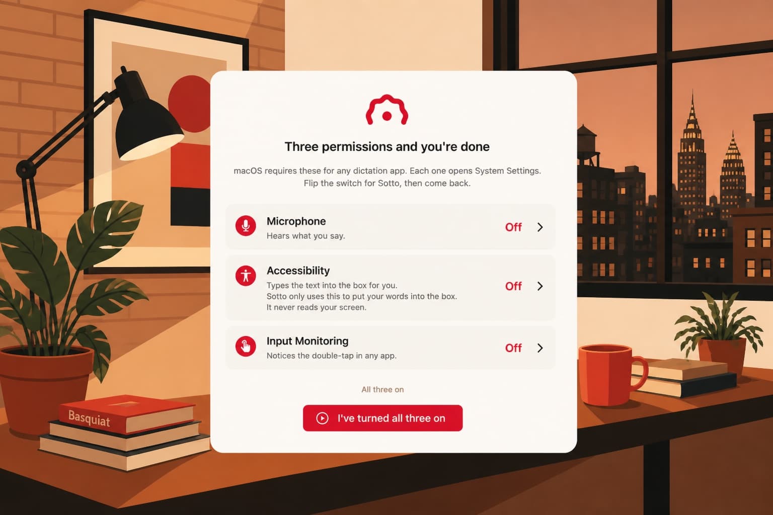 Vector still of Sotto permissions onboarding
